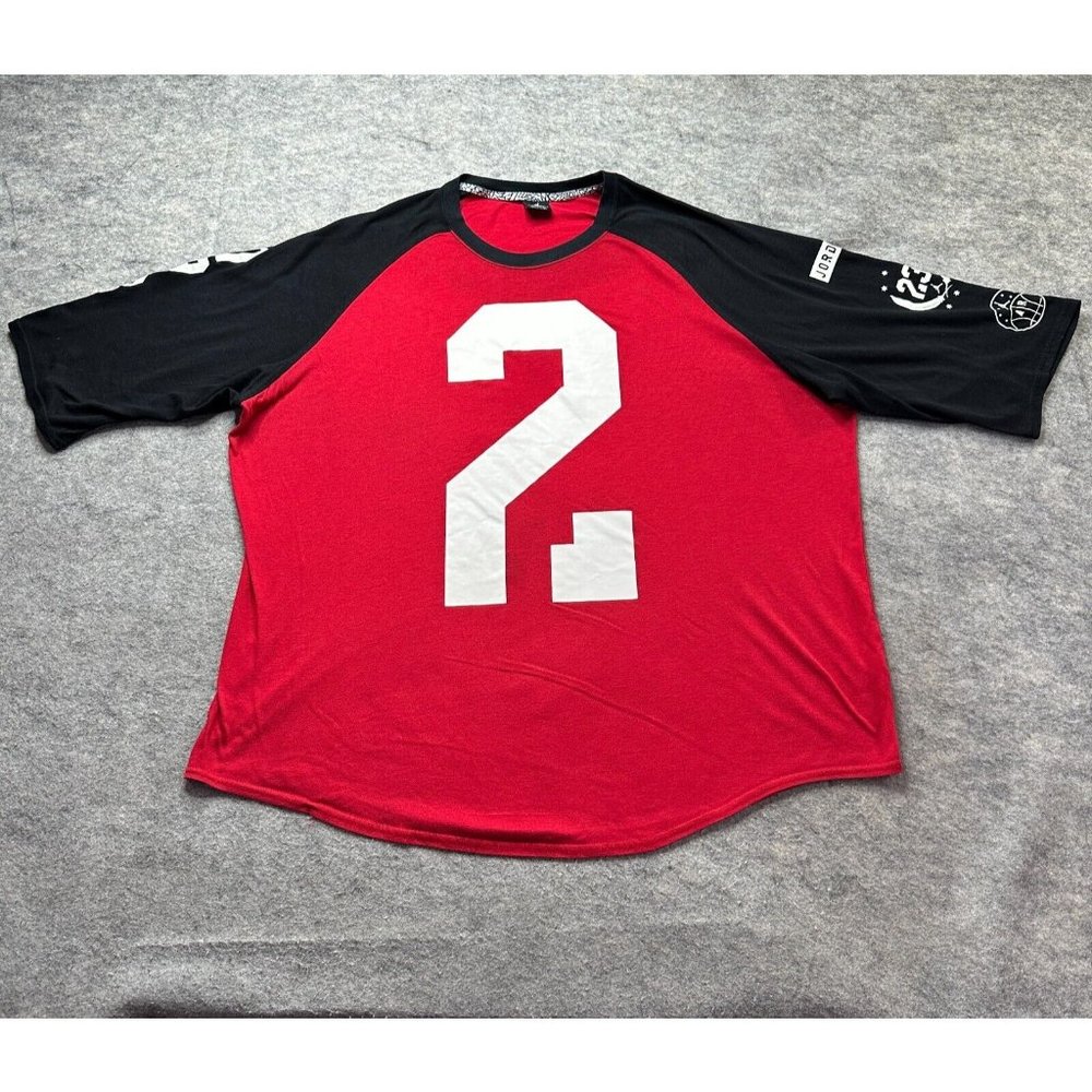 Jordan 3/4 Sleeve T-Shirt Men 4XL Baseball Red Black Colorblock Spell Out Logo